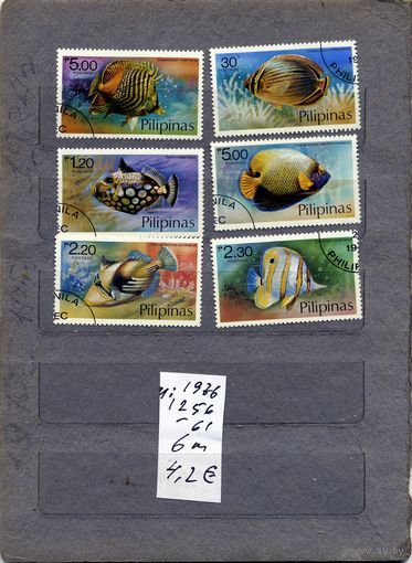ФИЛИППИНЫ, 1976, РЫБЫ, серия 6м, , РЫБЫ,  гашен