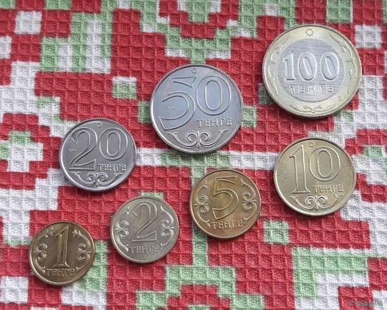 Казахстан набор монет 1, 2, 5, 10, 20, 50, 100 тенге, UNC. Предложи свою цену или обмен!