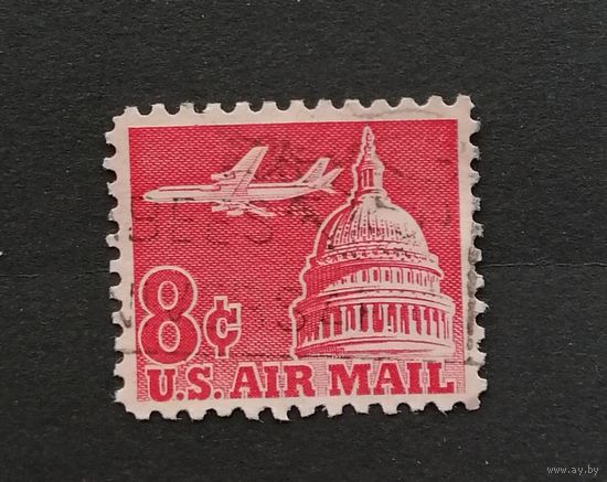 США 1963/ Авиапочта 1952-1967 гг. Авиация | Самолеты. Реактивный авиалайнер над Капитолием