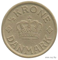 Королевство Дания. 1/2 кроны 1924. Король Христиан X. Нечастая.