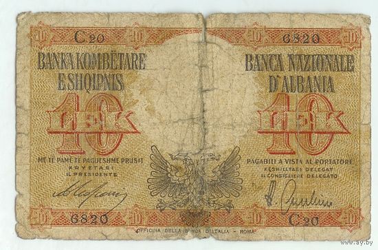 Албания, 10 лек 1940-44 год. Оккупация.