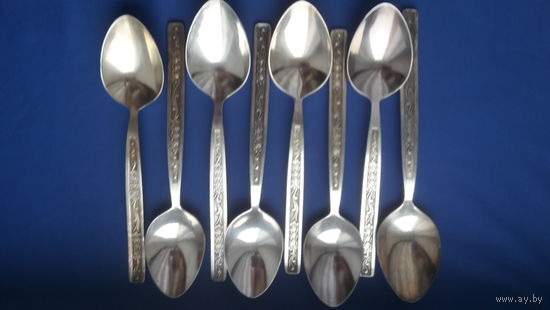 Ложки. Мельхиор. Посеребрение. 8 ложек