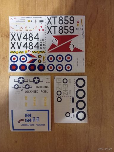 NOVO декали F262 Phantom/ F291 Beaufighter / F182 P-38 Lightning набор 3 шт - оригиналы