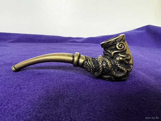 Трубка курительная дракон бронза с рубля