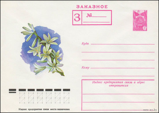 Художественный маркированный конверт СССР N 78-627 (04.12.1978) Заказное [Лилия]