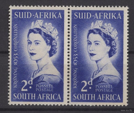 Южная Африка 1953 ** Коронация Queen Elizabeth II, сцепка 2 марки  (SG 143)