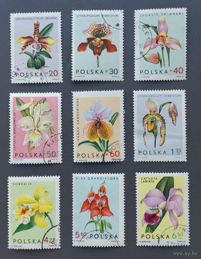 Польша.1965.Цветы - тропические орхидеи (полная серия 9 марок)