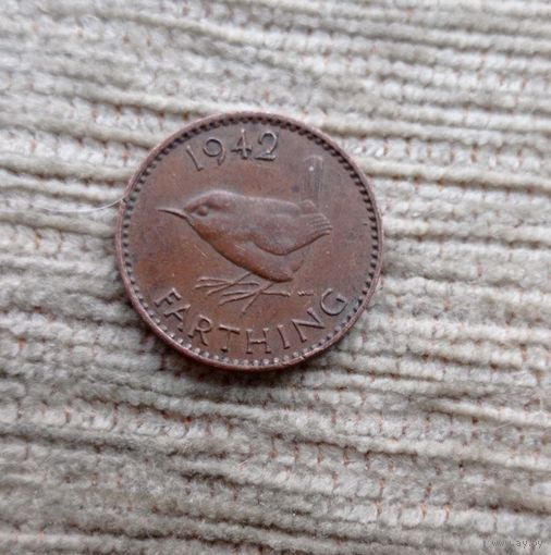 Werty71 Великобритания 1 фартинг 1942 Георг 6 Крапивник Блеск