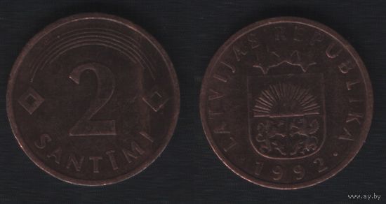 Латвия _km21 2 сантим 1992 год (Germany) (_10