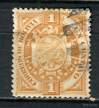 Боливия - 1894 - Герб 1С - [Mi.38II] - 1 марка. Гашеная.  (Лот 28GM)-T2P57