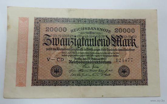 20000 марок 19123 г. Германия.
