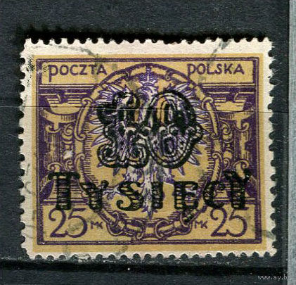 Польша - 1923 - Надпечатка 1000М на 25М - [Mi.185] - 1 марка. Гашеная.  (Лот 43GQ)-T41P10