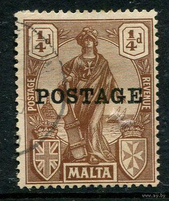 Британские колонии - Мальта - 1926 - Мелита 1/4P с надпечаткой POSTAGE - [Mi.101] - 1 марка. Гашеная.  (Лот 44AG)