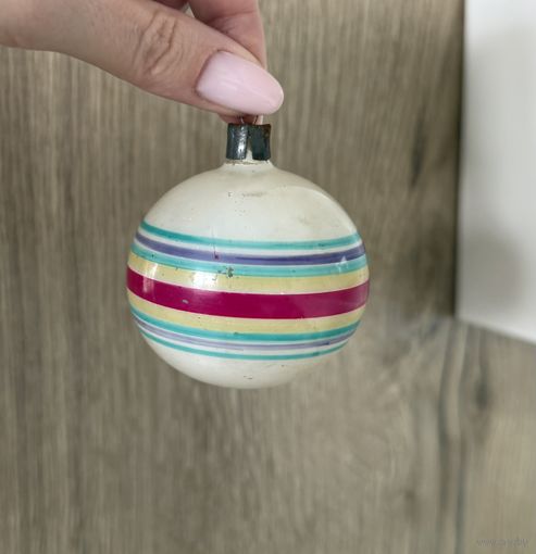 Старинная елочная игрушка шар ручная роспись
