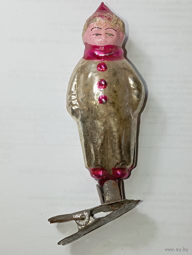 Игрушка на ёлку ,  Мальчик клоун , винтаж , стекло , СССР .