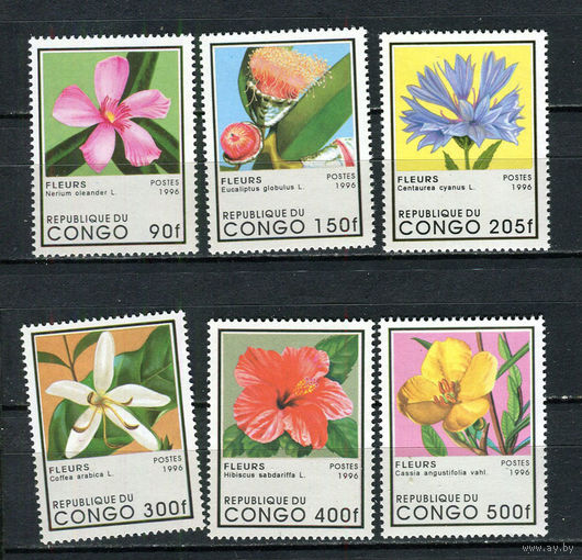 Конго (Браззавиль) - 1996 - Цветы - [Mi. 1468-1473] - полная серия - 6 марок. MNH.  (Лот 89ET)-T5P1