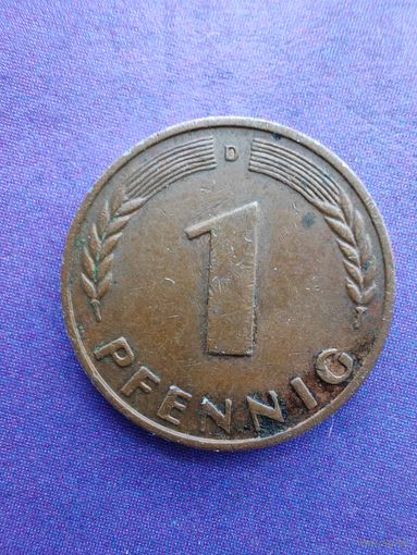 Германия ФРГ 1 пфенниг 1950 D