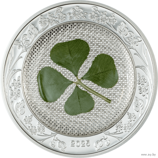 Палау 5 долларов 2025г. "Клевер: унция Удачи". Монета в капсуле; подарочной рамке - футляре; сертификат; коробка. СЕРЕБРО 31,10гр.(1 oz).