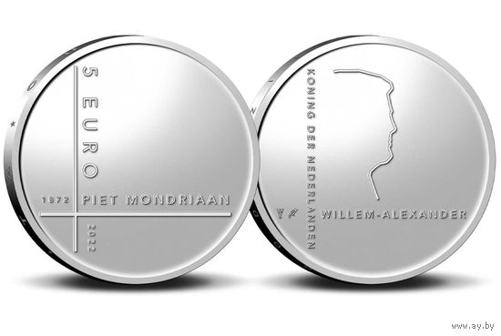 150 лет художника Пита Мондриана, 2022г NL, UNC-качество в coincard