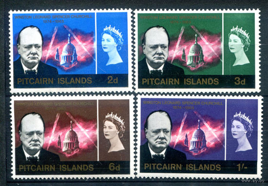 Британские колонии - Острова Питкэрн - 1966г. - Уинстон Черчилль - 4 марки - полная серия, MNH с незначительным дефектом клея [Mi 56-59]. #4-B6-106-A-2