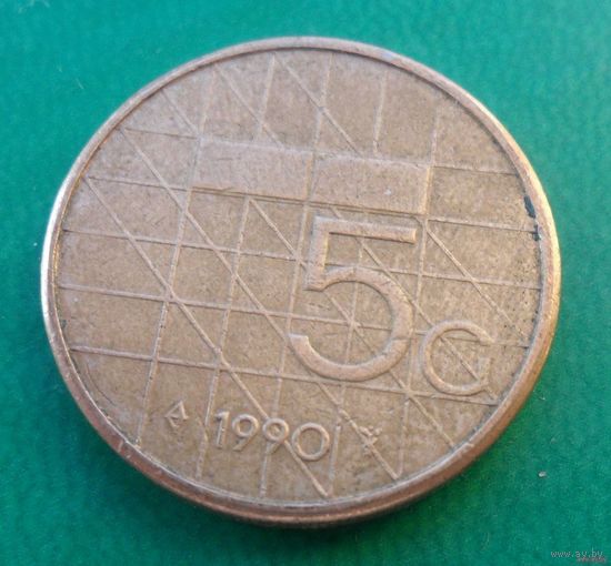 5 гульденов Нидерланды 1990 г.в.