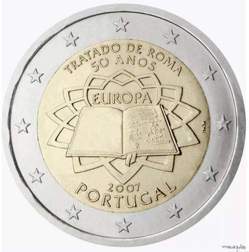 Португалия 2 евро 2007 года, АU. Римский договор TOR. Сторгуй за свою цену, предложи обмен! Y