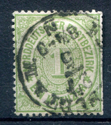 Северогерманский союз - 1869/71г. - 1 Kr - 1 марка - гашёная [Mi 19]. #1-Wu-12-A-1