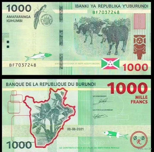 Бурунди 1000 франков образца 2021 года UNC p51