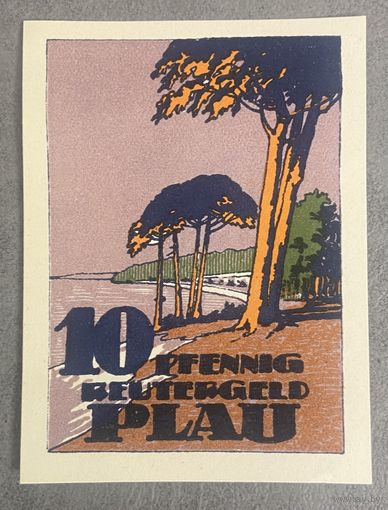 Нотгельд 10 пфеннигов Плау 1922 год. Веймарская республика.