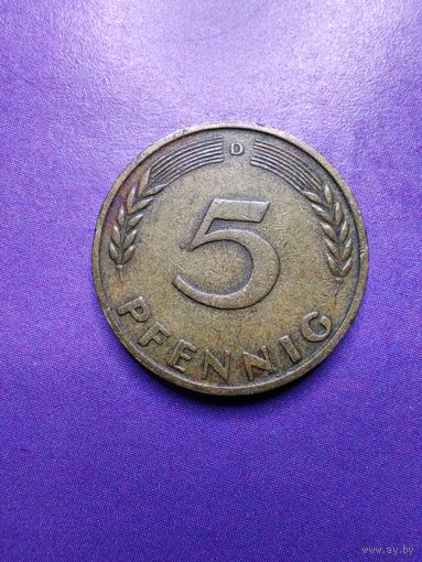 Германия ФРГ 5 пфеннингов 1949 D
