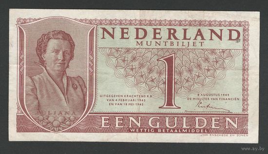 Нидерланды 1 гульден 1949 года. Тип Р-72. Состояние XF