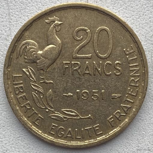 Франция 20 франков 1951 г. Без отметки монетного двора