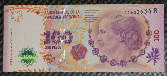 Аргентина 100 песо ND (2012) Эвита серия B UNC