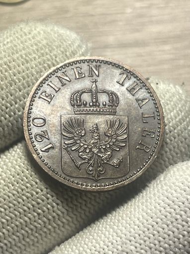 3 пфеннинга 1866 A UNC! яркий шб, редкая в таком состоянии!
