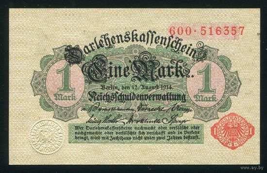 Германия. 1 Марка 1914 года. P51 UNC