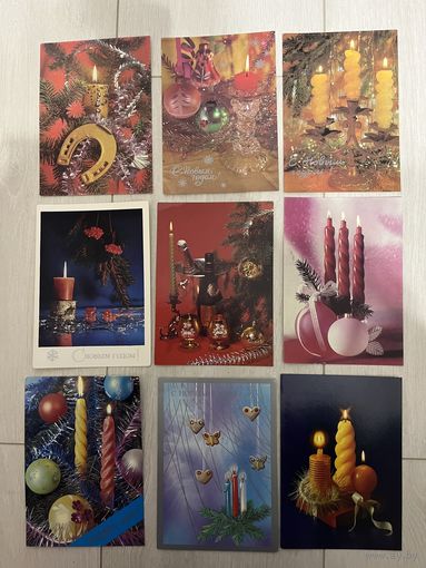 Открытки СССР Новогодние свечи