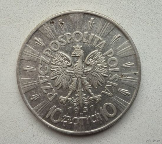 Польша, 10 злотых 1937 Пилсудский. Приятные.