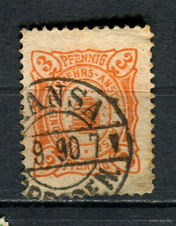 Германия - Дрезден (Ганза) - Местные марки - 1890/1891 - Пчелиный улей 3Pf - [Mi.97c] - 1 марка. Гашеная.  (Лот 75Dd)