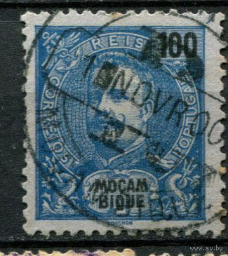 Португальские колонии - Мозамбик - 1898 - Король Карлуш I 100R - (есть тонкое место) - [Mi.62] - 1 марка. Гашеная.  (Лот 129BA)
