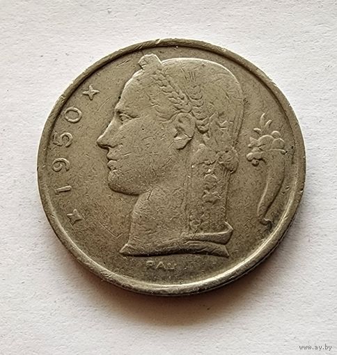 Бельгия 5 франков, 1950 Надпись на голландском  BELGIЁ