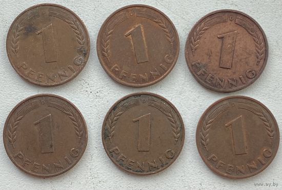 Германия 1 пфенниг 1950 г. D. Цена за 1 шт.