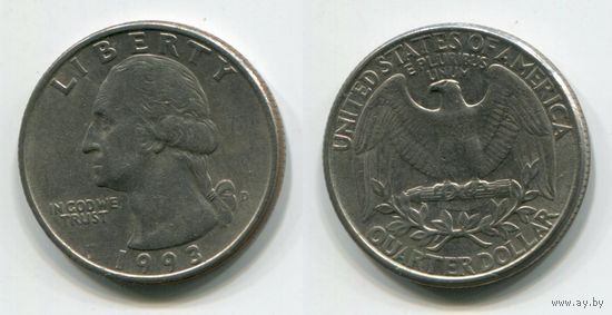 США. 25 центов (1993, буква D)