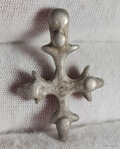 Крест Криновидный нательный XII-XIV вв., СЕРЕБРО! РЕДКИЙ!