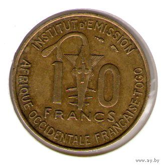 Французское Того 10 франков 1957 года.