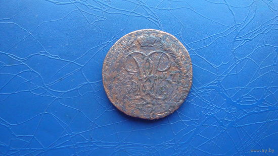 2 копейки 1757 перечекан (4977)