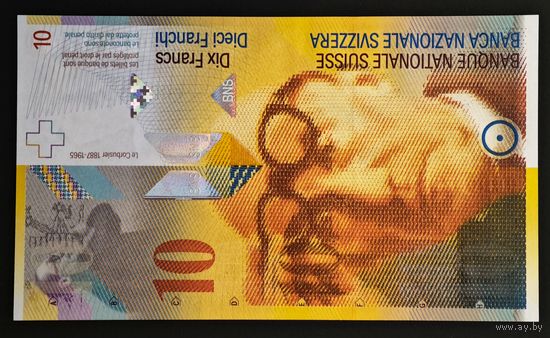 Швейцария 10 франков 2013 года. Тип P-67. Состояние UNC