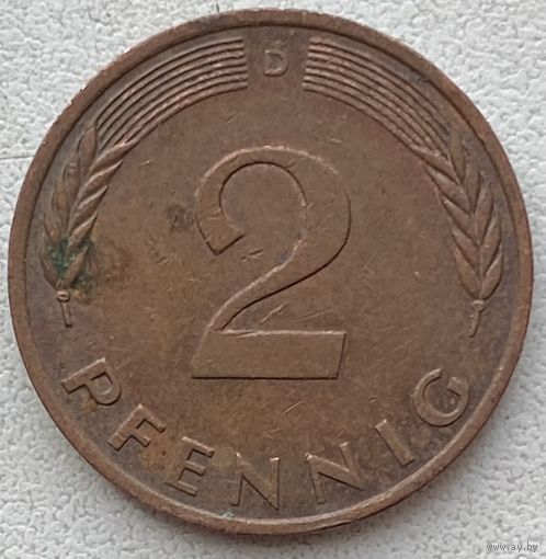 Германия 2 пфеннига 1978 г. D