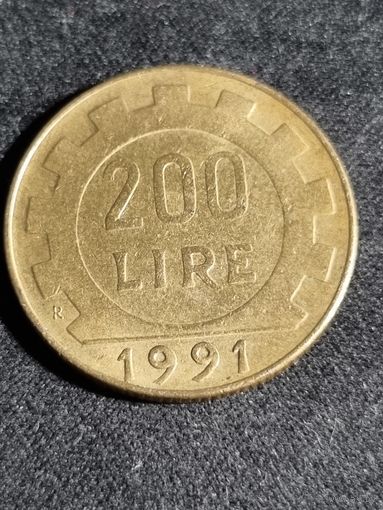 Италия 200 лир 1991