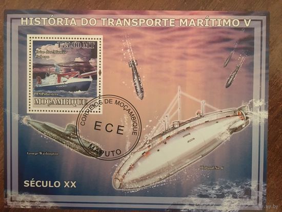 Мозамбик 2009. История морского транспорта. Блок.