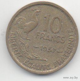 ФРАНЦУЗСКАЯ РЕСПУБЛИКА 10 ФРАНКОВ 1957. ПЕТУХ